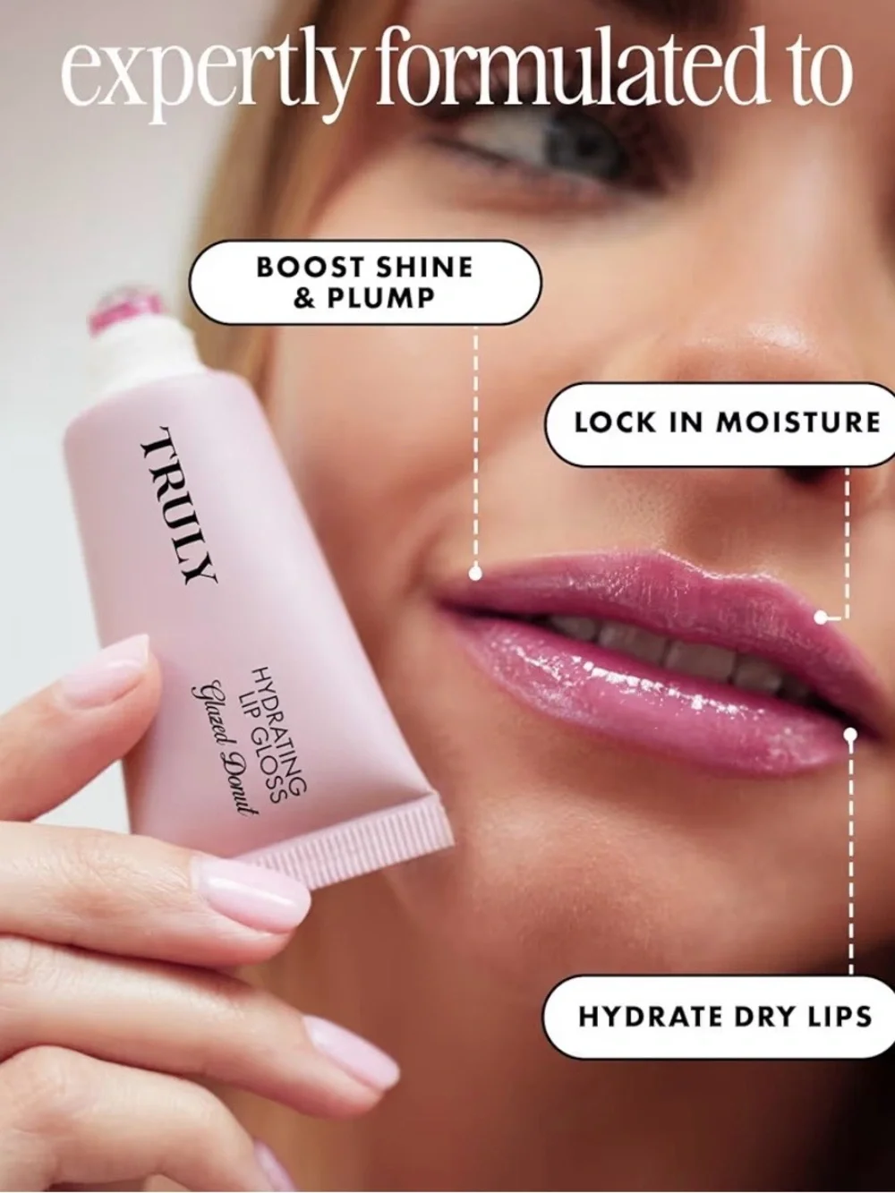 Truly Glazed Donut Hydrating Lip Gloss Mauve Pink 0.44 oz NIB Semi-Sheer